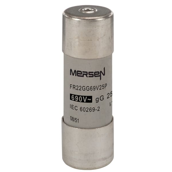 MERSEN - Sicherung zylindrisch gG Gr.22x58 690VAC/250VDC 25A mit Schlagbolzen