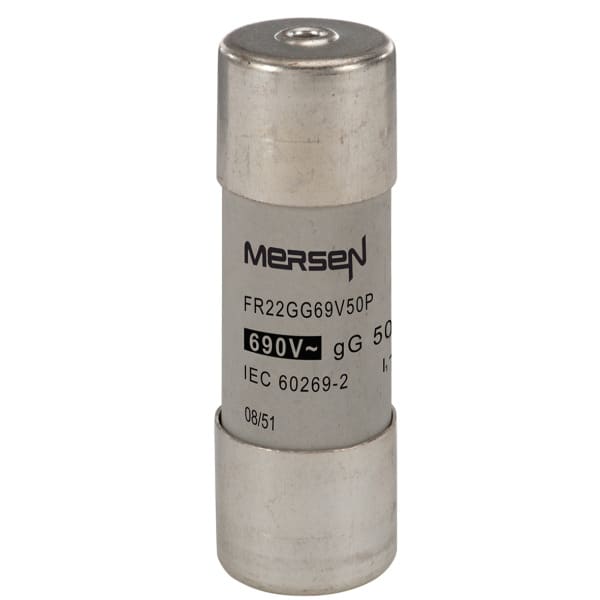 MERSEN - Sicherung zylindrisch gG Gr.22x58 690VAC/250VDC 50A mit Schlagbolzen