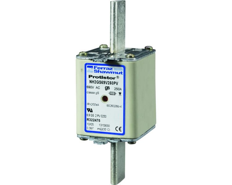 MERSEN - NH-Sicherung gS Gr.2 690VAC 250A mit spannungsführenden Grifflaschen DKM