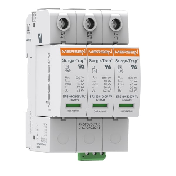 MERSEN - PV-Überspannungsableiter Typ 2 40kA 1000VDC 1+ 1- 3-polig 3TE steckbar, Fernm.
