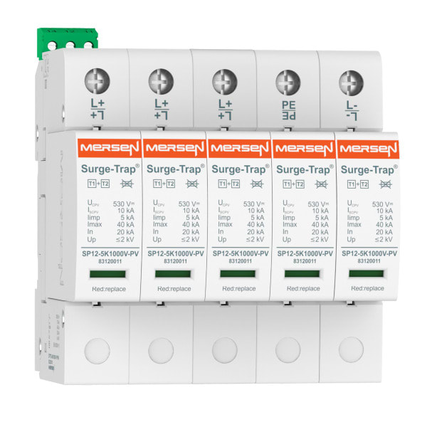 MERSEN - PV-Überspannungsableiter Typ 1+2 5kA 1000VDC 3+ 1- 5-polig 5TE steckbar, Fernm.