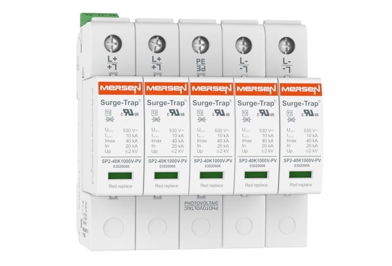 MERSEN - PV-Überspannungsableiter Typ 2 40kA 1000VDC 2+ 2- 5-polig 5TE steckbar, Fernm.