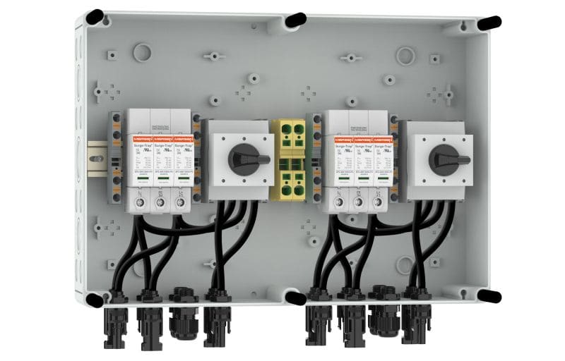 MERSEN - GAK Photovoltaik-Stringbox 2 MPP/2 String 1000VDC Typ 1+2, Schalter, MC4-Stecker