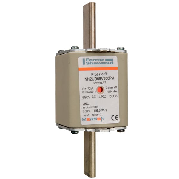 MERSEN - NH-Sicherung aR Gr.2 690VAC 500A m. spannungsführenden Grifflaschen DKM
