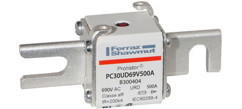 MERSEN - Protistor Sicherung aR Gr.30 690VAC 500A DIN80 Kontaktmesser und Schlagbolzen