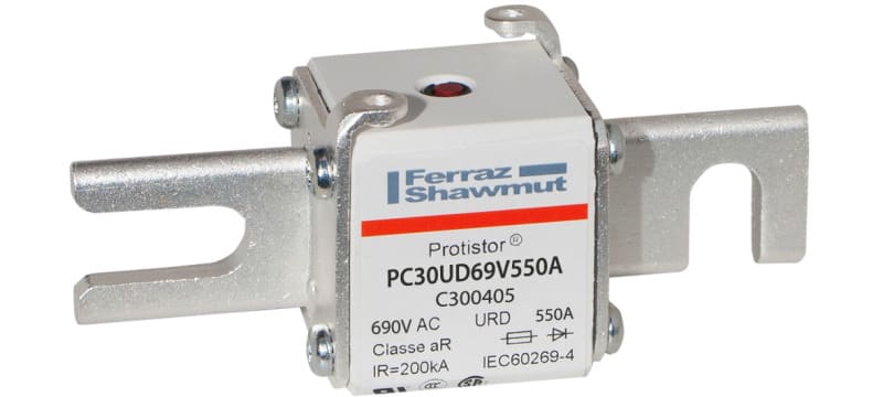 MERSEN - Protistor Sicherung aR Gr.30 690VAC 550A DIN80 Kontaktmesser und Schlagbolzen