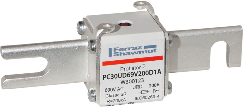 MERSEN - Protistor Sicherung aR Gr.30 690VAC 200A DIN110 Kontaktmesser und Schlagbolzen