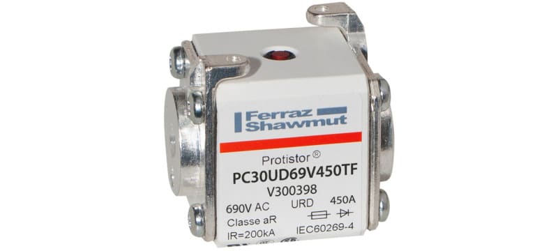 MERSEN - Protistor Sicherung aR Gr.30 690VAC 450A TTF Anschluss M8 und Schlagbolzen