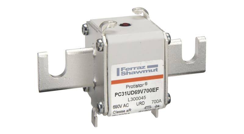 MERSEN - Protistor Sicherung aR Gr.31 690VAC 700A EF Kontaktmesser und Schlagbolzen
