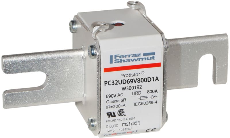 MERSEN - Protistor Sicherung aR Gr.32 690VAC 800A DIN110 Kontaktmesser und Schlagbolzen