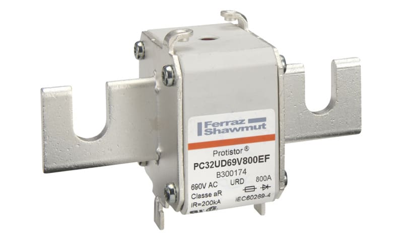 MERSEN - Protistor Sicherung aR Gr.32 690VAC 800A EF Kontaktmesser und Schlagbolzen