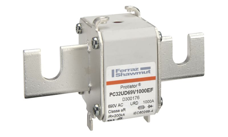 MERSEN - Protistor Sicherung aR Gr.32 690VAC 1000A EF Kontaktmesser und Schlagbolzen