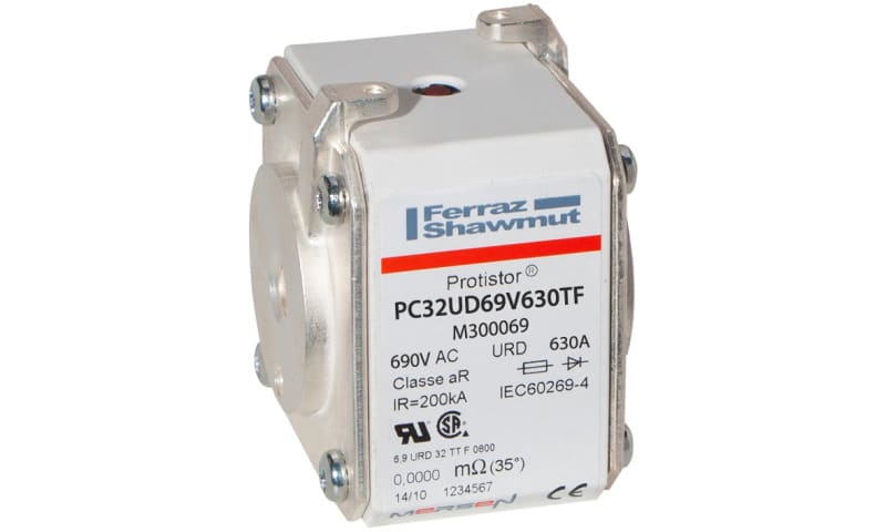 MERSEN - Protistor Sicherung aR Gr.32 690VAC 630A TTF Anschluss M10 und Schlagbolzen