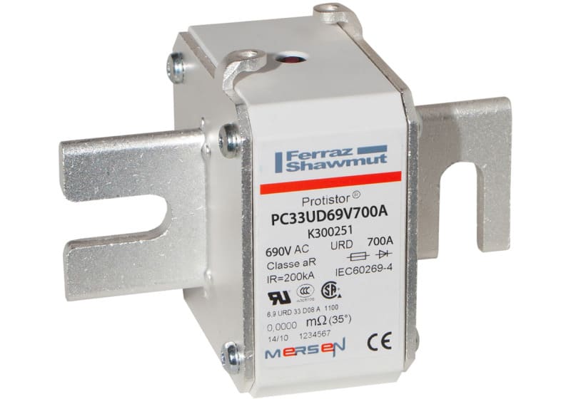 MERSEN - Protistor Sicherung aR Gr.33 690VAC 700A DIN80 Kontaktmesser und Schlagbolzen