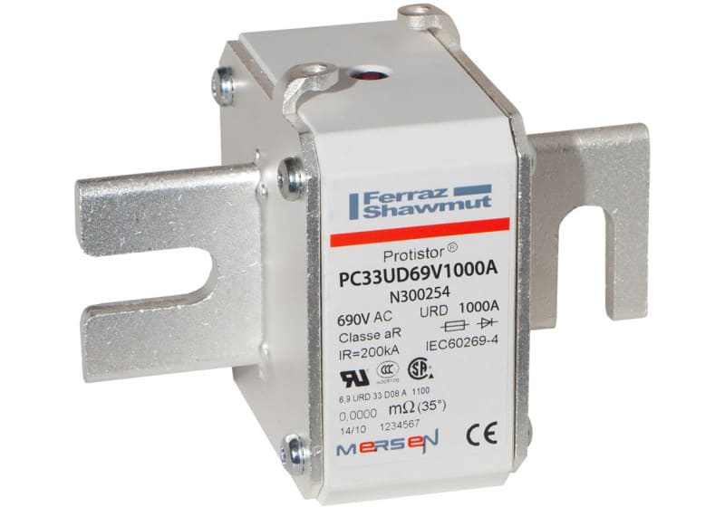MERSEN - Protistor Sicherung aR Gr.33 690VAC 1000A DIN80 Kontaktmesser und Schlagbolzen