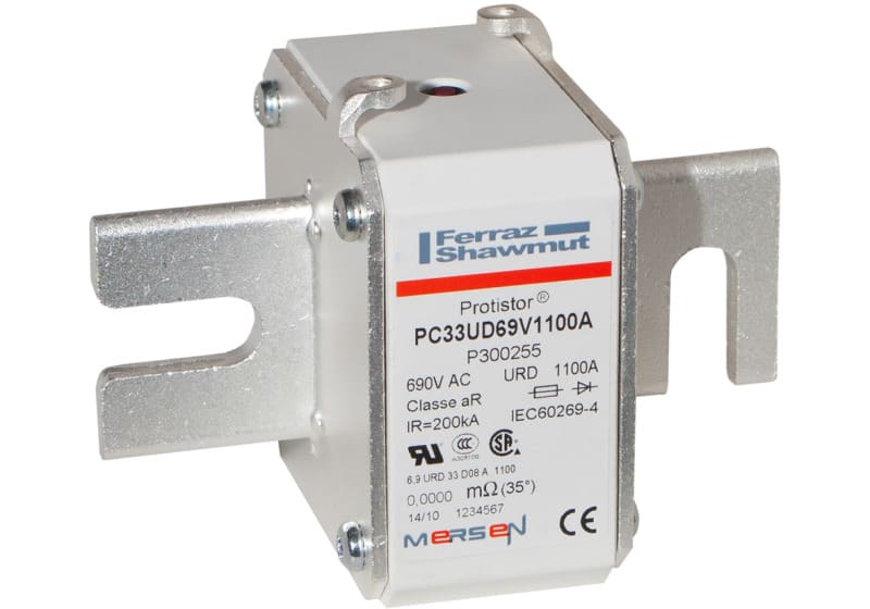 MERSEN - Protistor Sicherung aR Gr.33 690VAC 1250A DIN80 Kontaktmesser und Schlagbolzen