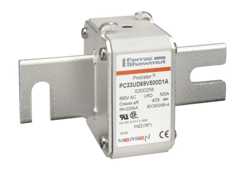 MERSEN - Protistor Sicherung aR Gr.33 690VAC 500A DIN110 Kontaktmesser und Schlagbolzen