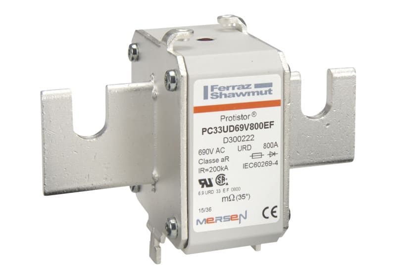 MERSEN - Protistor Sicherung aR Gr.33 690VAC 800A EF Kontaktmesser und Schlagbolzen