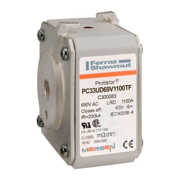 MERSEN - Protistor Sicherung aR Gr.33 690VAC 1100A TTF Anschluss M12 und Schlagbolzen