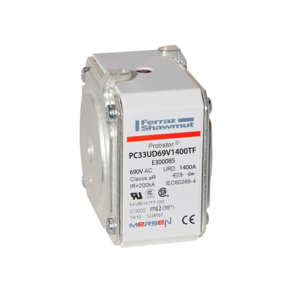 MERSEN - Protistor Sicherung aR Gr.33 690VAC 1400A TTF Anschluss M12 und Schlagbolzen
