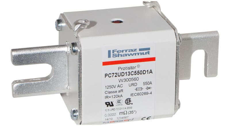 MERSEN - Protistor Sicherung aR Gr.72 1250VAC 550A DIN110 Kontaktmesser und Schlagbolzen