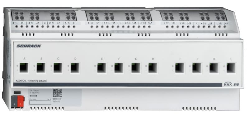 SCHRACK - KNX Schaltaktor 12 x 16/20AX, 230V AC