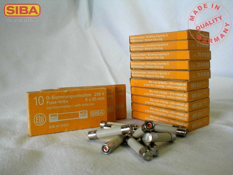 SIBA - G-Sicherung mitteltraege 5x25mm 250V 1,6A mit Melder