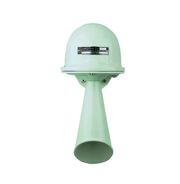 GROTHE - Hupe weiß m.Trichter, 24V/0,6A 105dB/A IP54, (Typ HUPE 640 24V AC)
