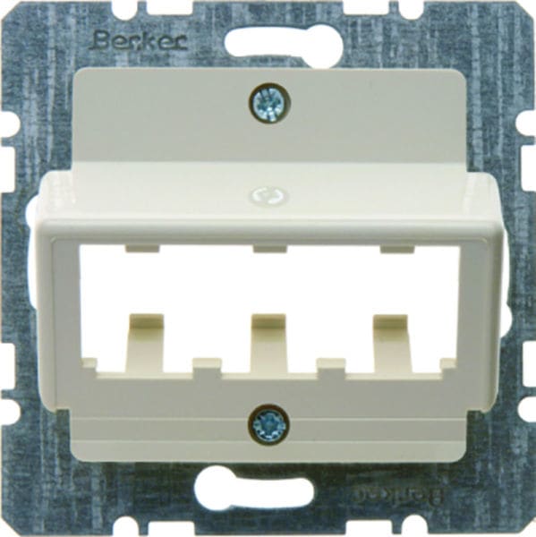 BERKER - Zentralplatte mit Tragplatte für 3 MINI-COM Module weiß glänzend