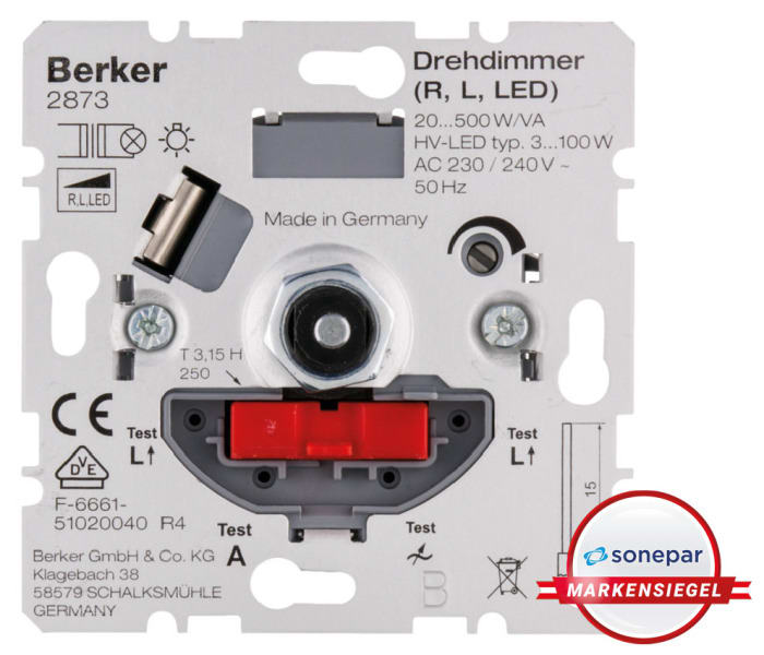 BERKER - MS! Universal-Drehdimmer 20-500 VA Up