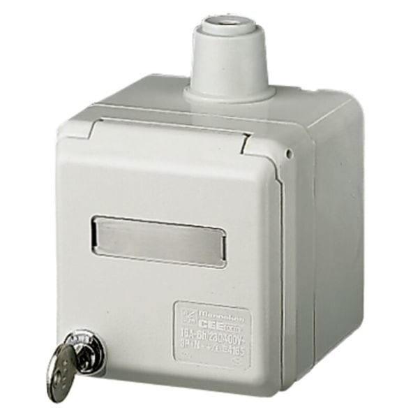 MENNEKES - AP Schuko-Wandsteckdose Cepex 16A 2p+E 230V IP44 lichtgrau+Schloss+Bes