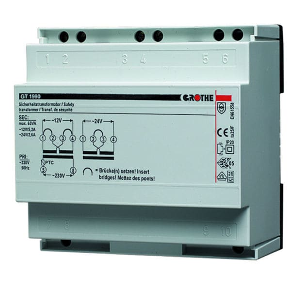 GROTHE - Sicherheitstransformator bis 63VA 12/24V (5,2/2,6A), Typ GTN 1990