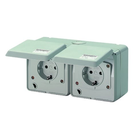 MENNEKES - Ap Doppelsteckdose Cepex 2xSSTD 16A 2P+E 230V IP44 Lichtgrau