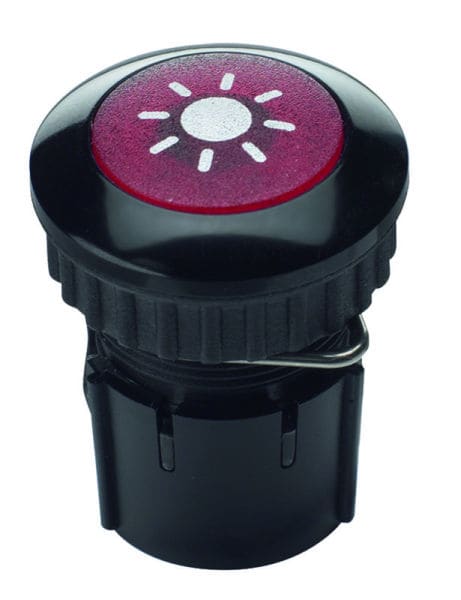 GROTHE - Klingeltaster LED, Knopf rot/ Hülse Alu/schwarz, (Typ PROTACT 100 LED)