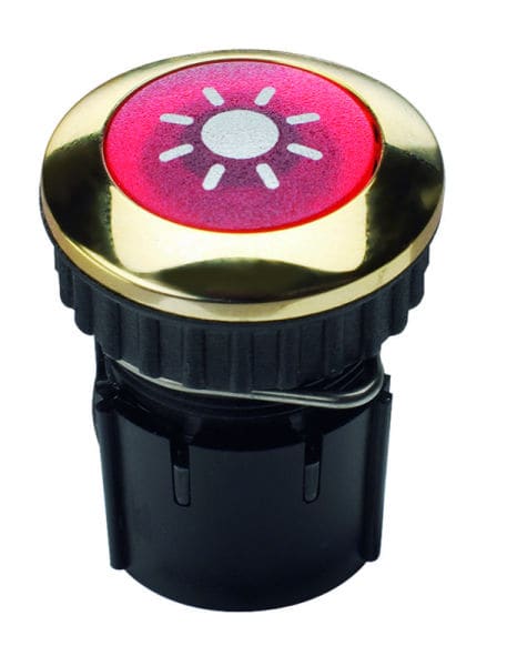 GROTHE - Klingeltaster LED, Knopf rot/ Hülse Messing, (Typ PROTACT 102 LED)