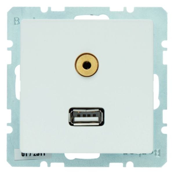 BERKER - Q.x USB/3,5 mm Audio Steckdose polarweiß samt