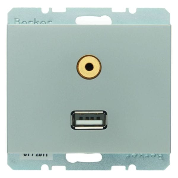 BERKER - K.5 USB/3,5 mm Audio Steckdose Edelstahl lackiert