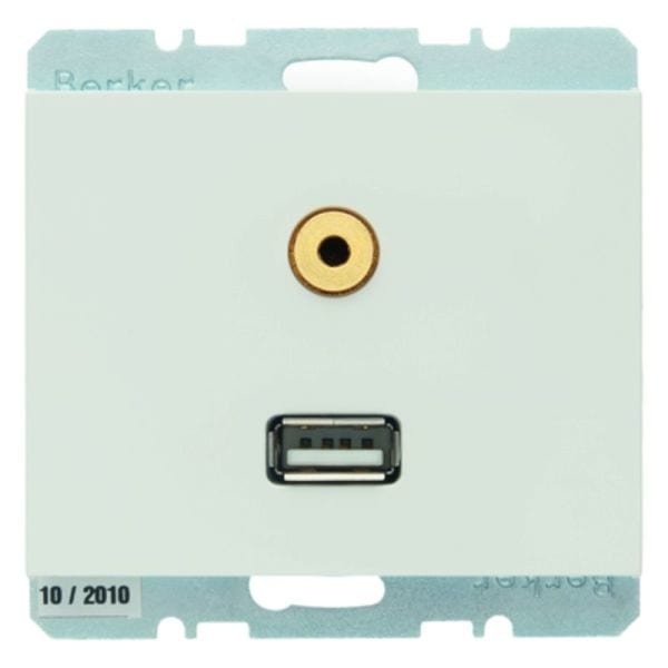 BERKER - K.1 USB/3,5 mm Audio Steckdose polarweiß glänzend