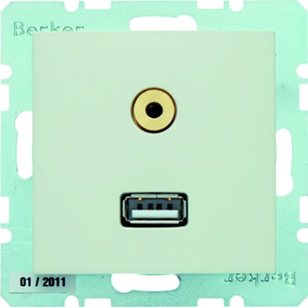 BERKER - S.1 Steckdose für USB und Audio 3,5 mm weiß glänzend