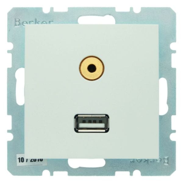 BERKER - S.1/B.x Steckdose für USB und Audio 3,5 mm polarweiß glänzend