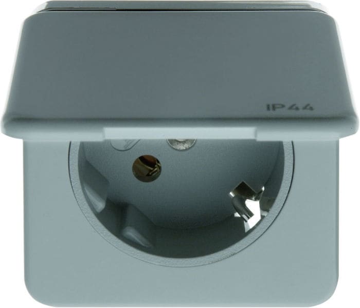 BERKER - Einbau SSD 45° mit Klappdeckel SNAP IN 1,3-2,2mm, grau glänzend