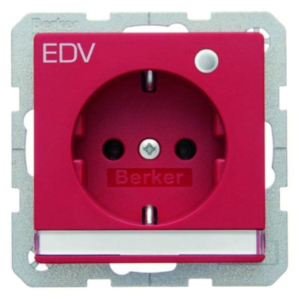 BERKER - Q.x SSD mit Kontroll-LED, Beschr- iftungsfeld und Aufdruck EDV rot samt
