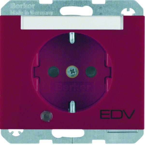 BERKER - K.1 SSD mit Kontroll-LED und Aufdruck EDV rot glänzend