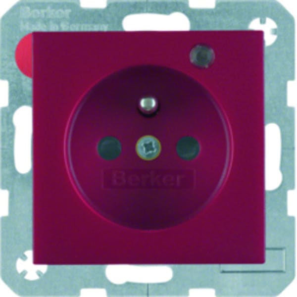 BERKER - S.x/B.x SD mit Schutzkontaktstift und Kontroll-LED rot matt