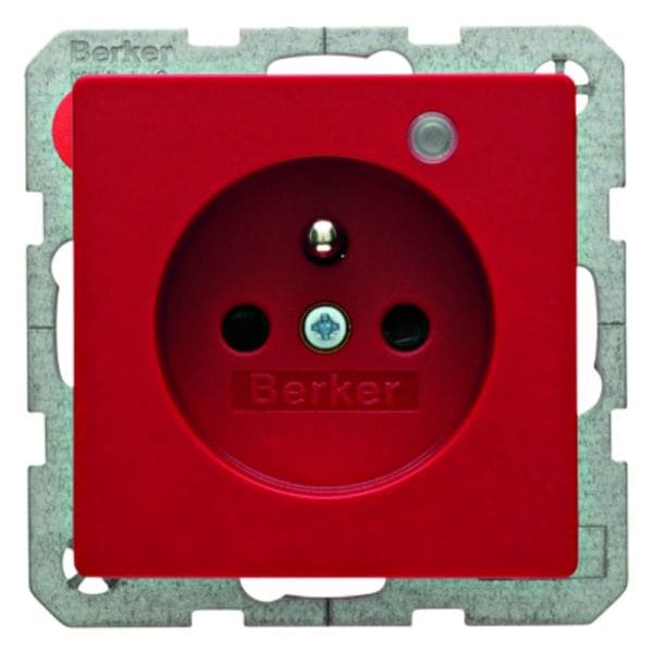 BERKER - Q.x Steckdose mit Schutzkontakt und Kontroll-LED rot samt