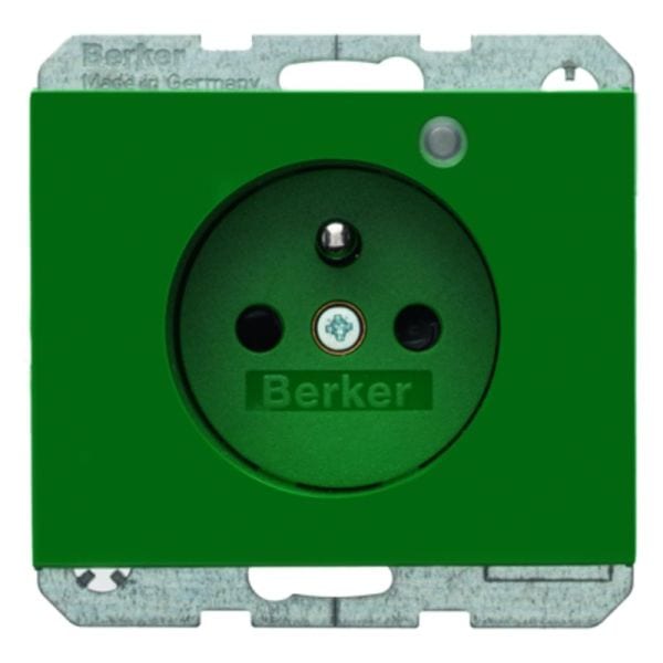BERKER - K.1 SD mit Schutzkontaktstift und Kontroll-LED grün glänzend