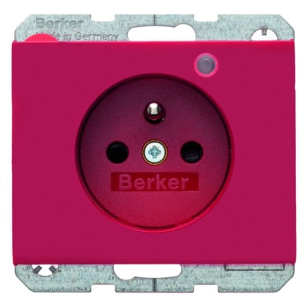 BERKER - K.1 SD mit Schutzkontaktstift und Kontroll-LED rot glänzend