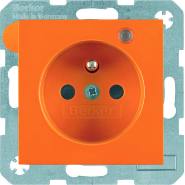 BERKER - S.x/B.x SD mit Schutzkontaktstift und Kontroll-LED, orange glänzend