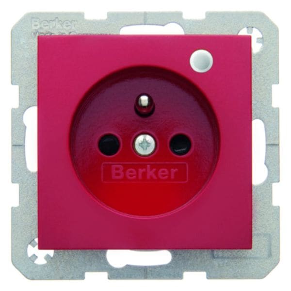 BERKER - S.x/B.x SD mit Schutzkontaktstift und Kontroll-LED, rot glänzend