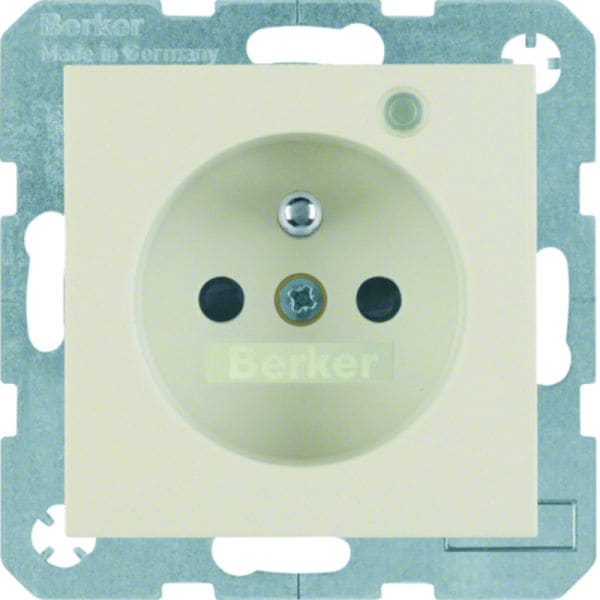 BERKER - S.1 SD mit Schutzkontaktstift und Kontroll-LED, weiß glänzend